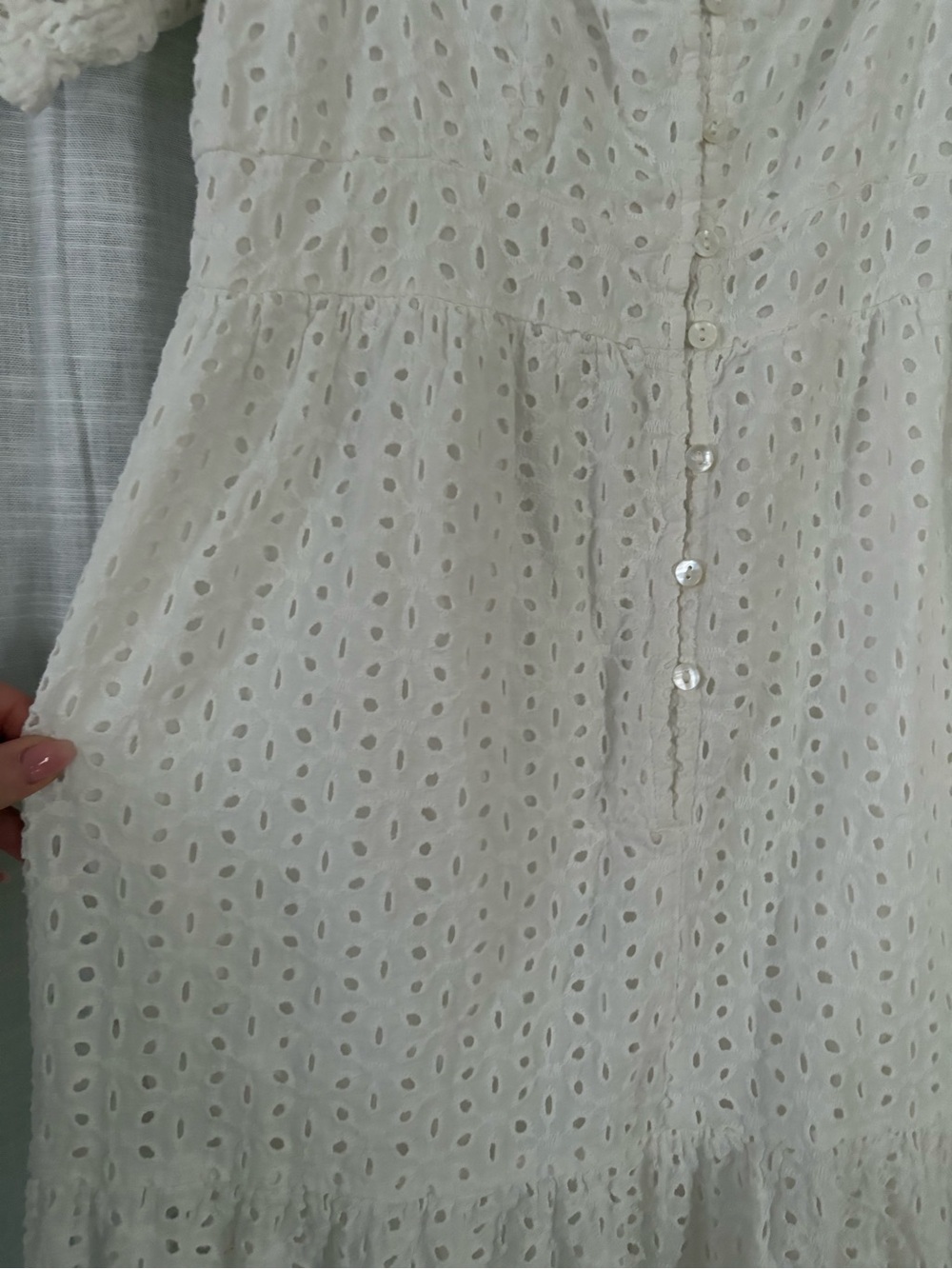 NWOT White Eyelet Tiered Dress - Picture 3 of 4